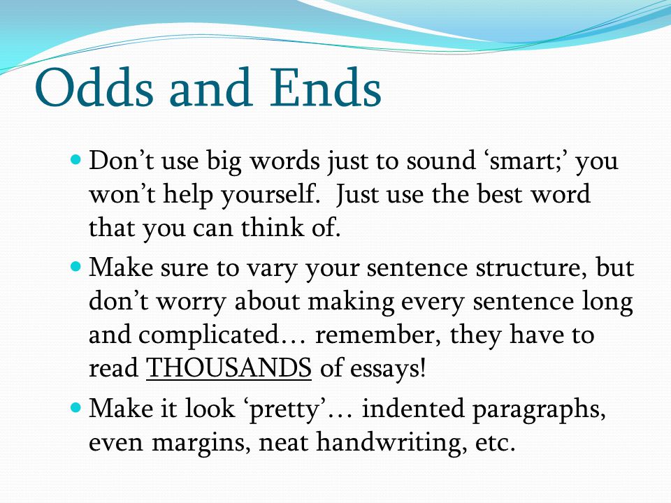Good big words to use in an essay